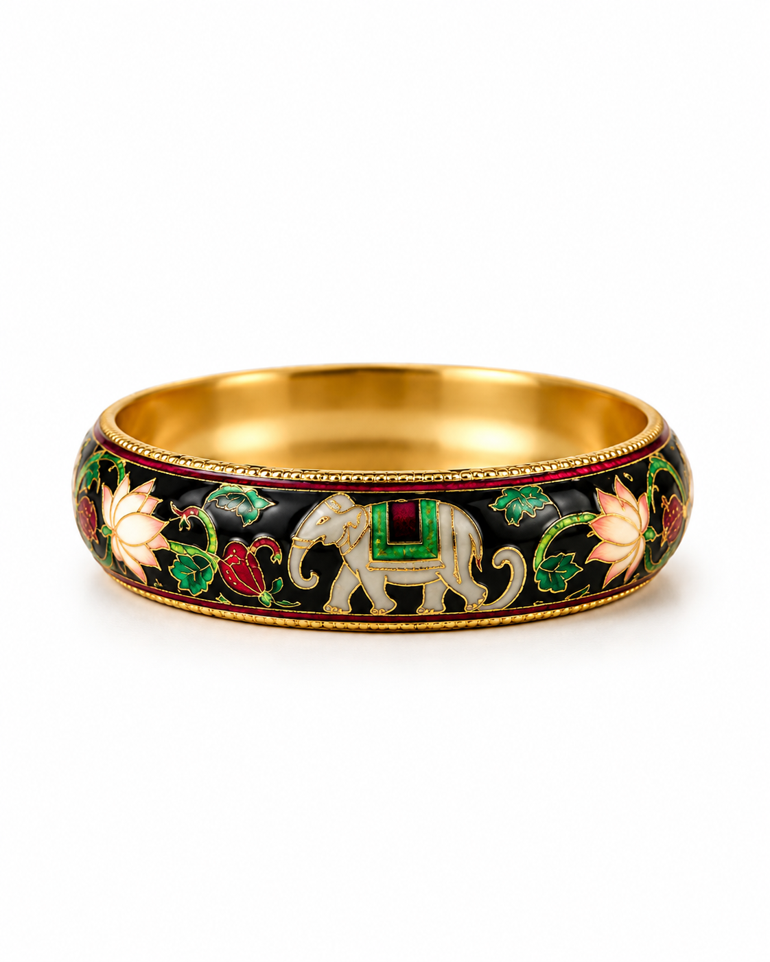 Emerald Elephant Meenakari Bangle