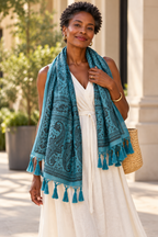 Teal Banana Silk Scarf