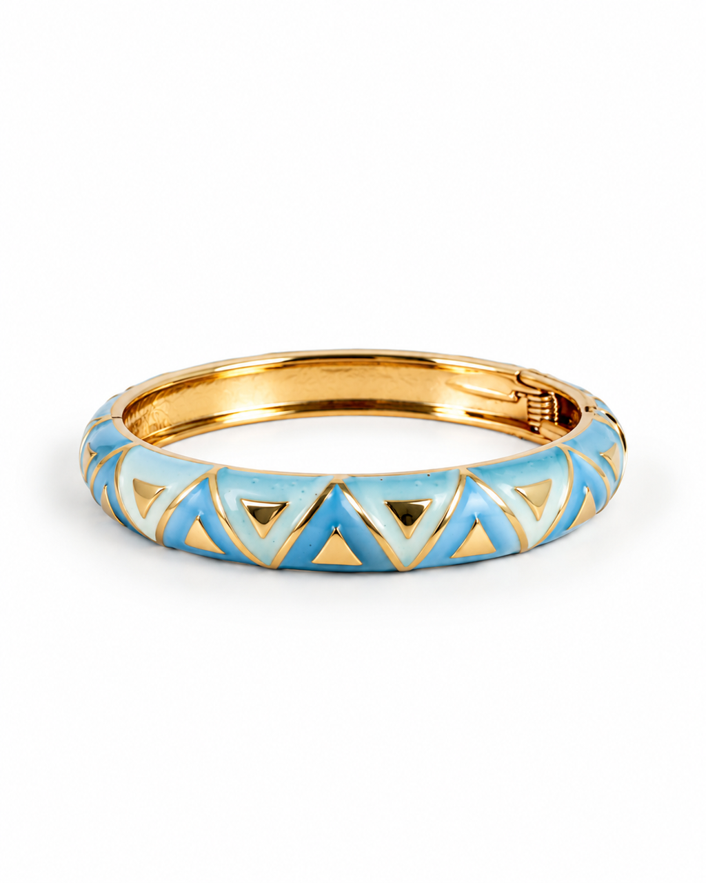 WildFlower Hinged Bracelet - Cheveron Blue
