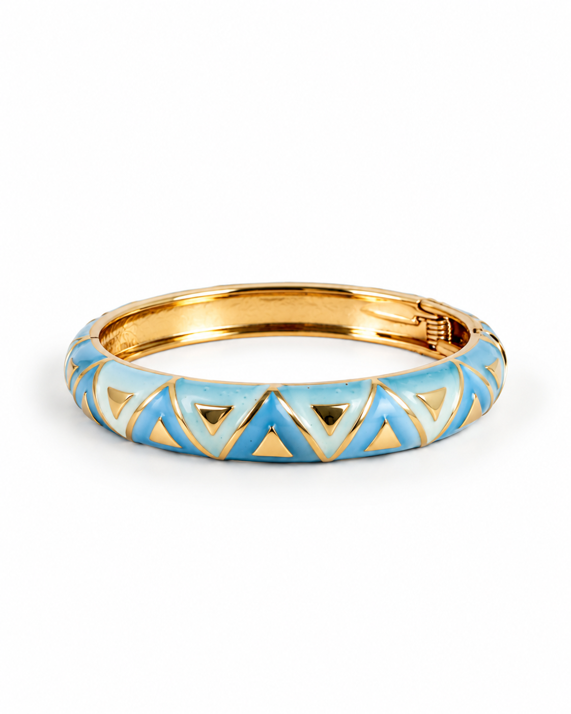 WildFlower Hinged Bracelet - Cheveron Blue