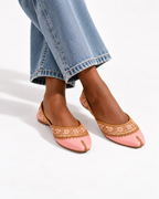 Rose Gold Embroidered Ballet Flats