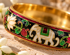 Emerald Elephant Meenakari Bangle