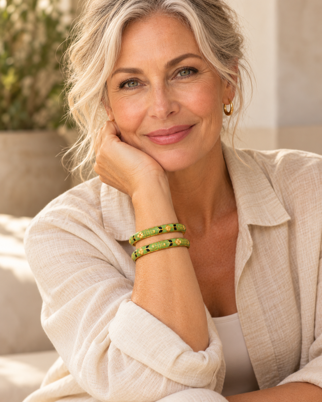 Mint Bloom Meenakari Bangle Set