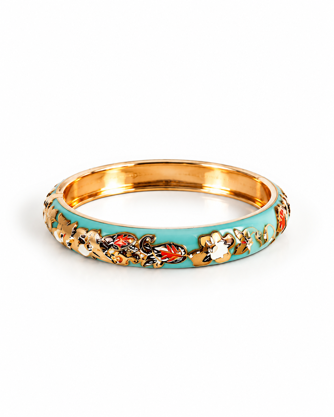 WildFlower Hinged Bracelet - Floral Aqua