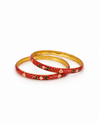 Scarlet Bloom Meenakari Bangle Set