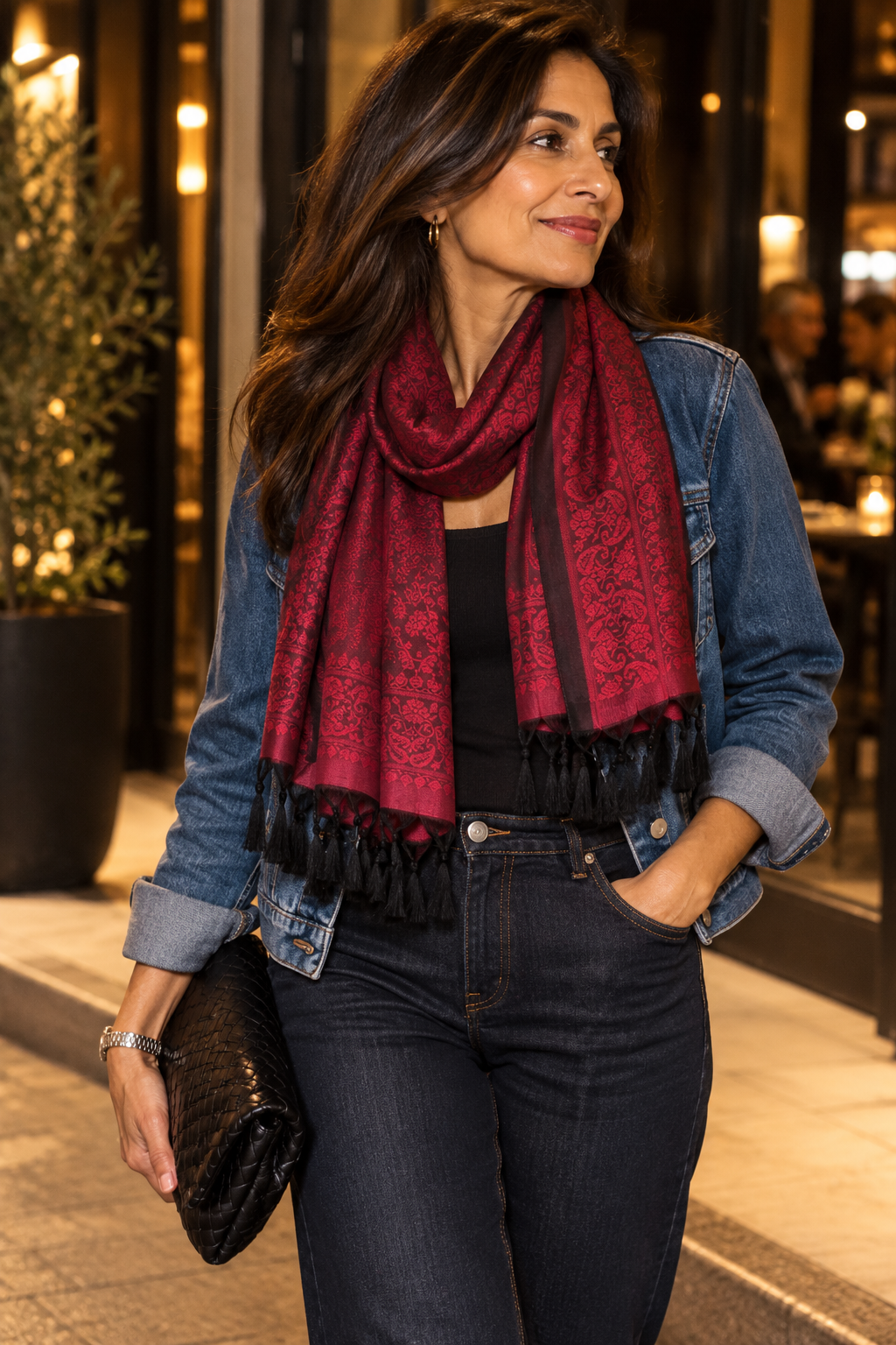 Ruby Paisley Banana Silk Scarf
