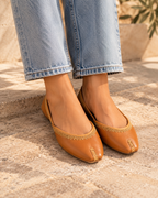 Golden Sand Embroidered Ballet Flats