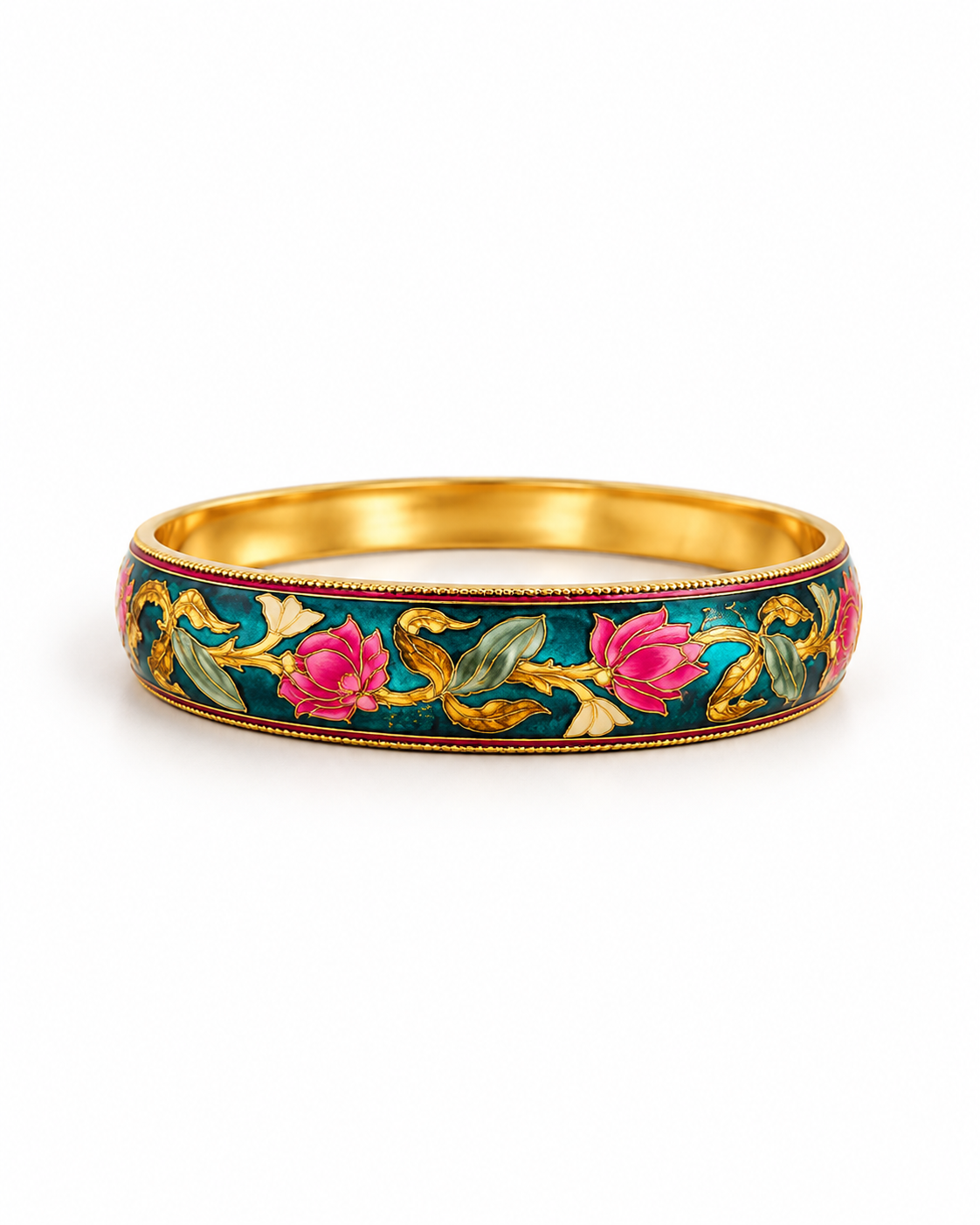 Teal Lotus Floral Bangle