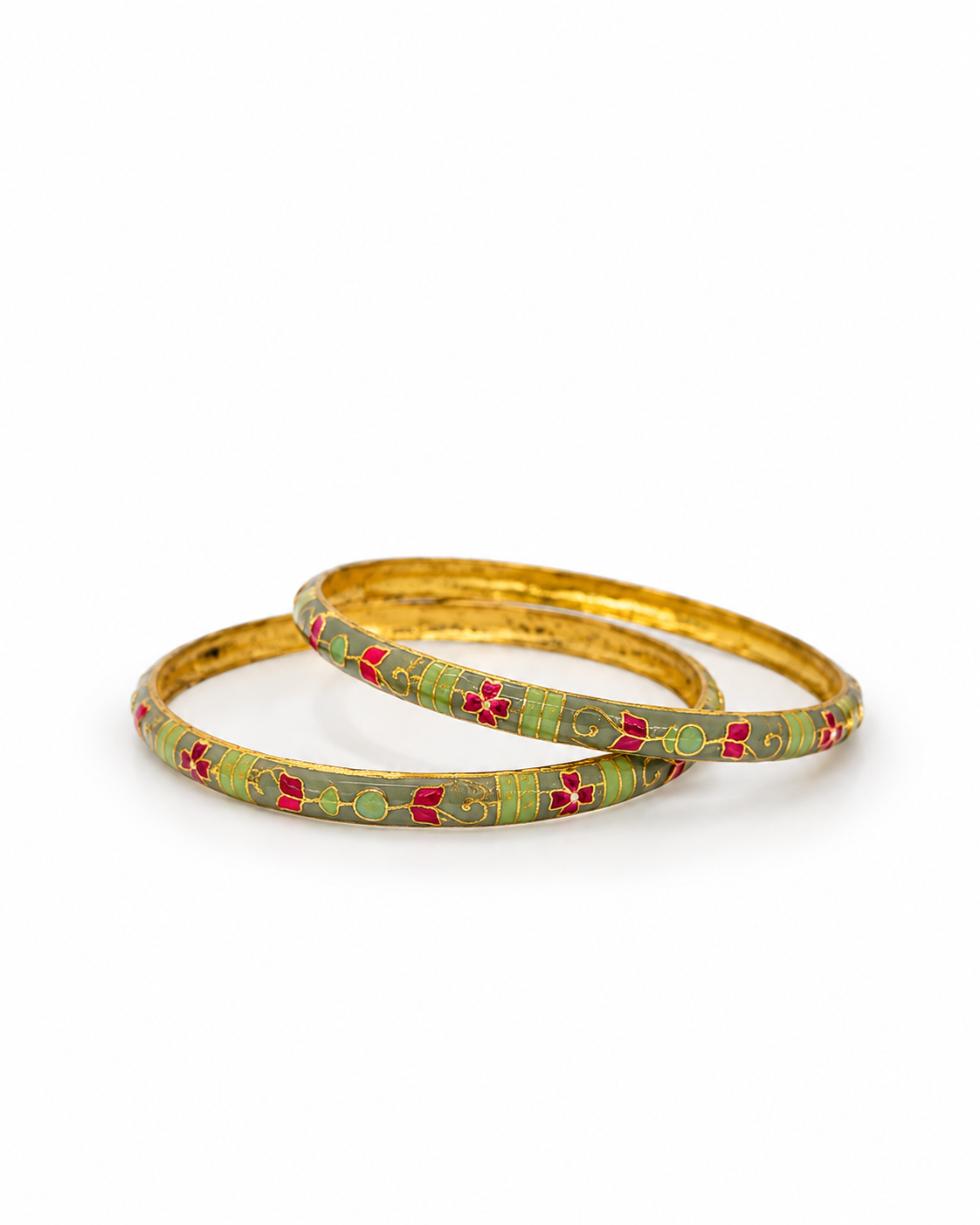 Sage Bloom Meenakari Bangle Set