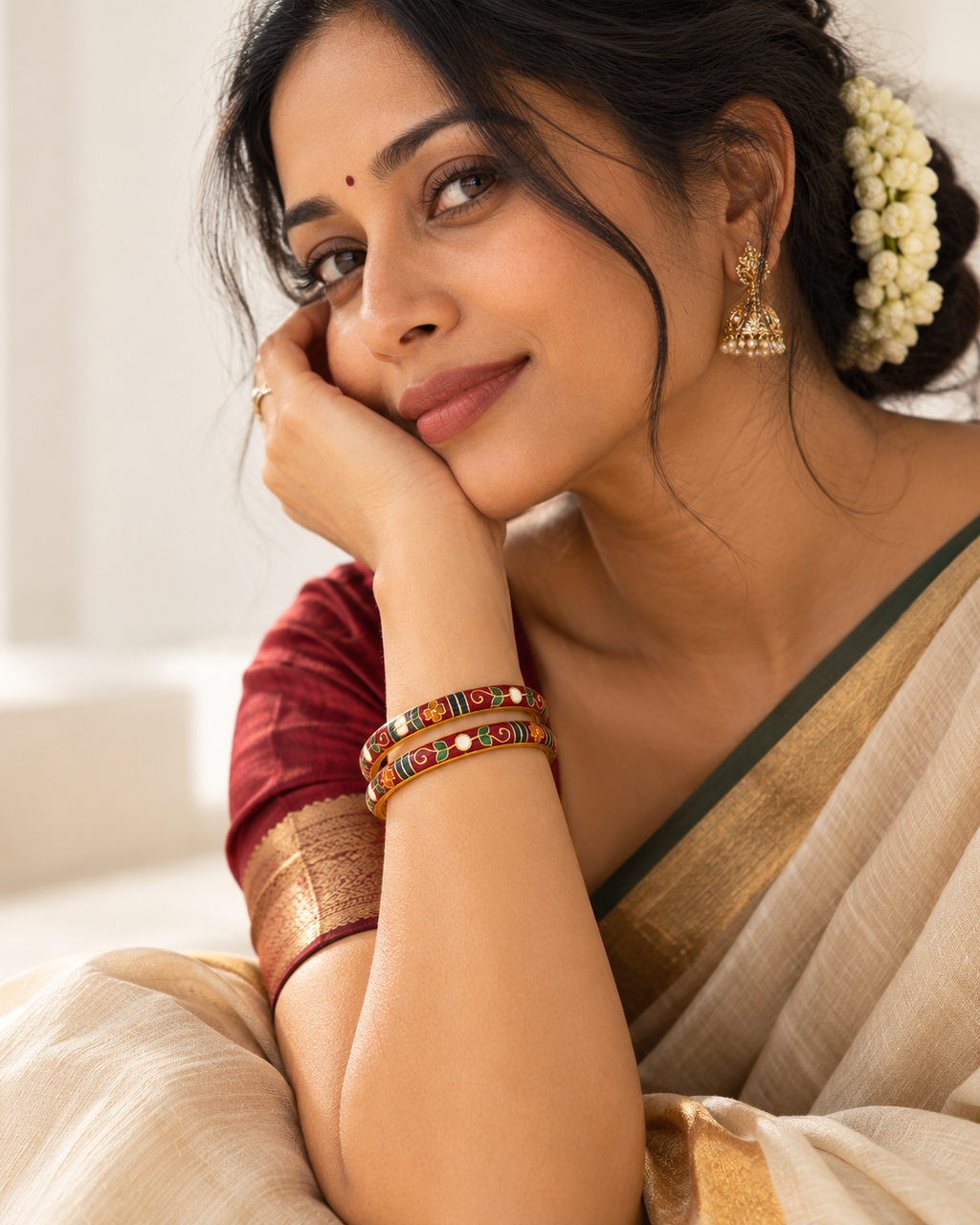 Ruby Noir Meenakari Bangle Set