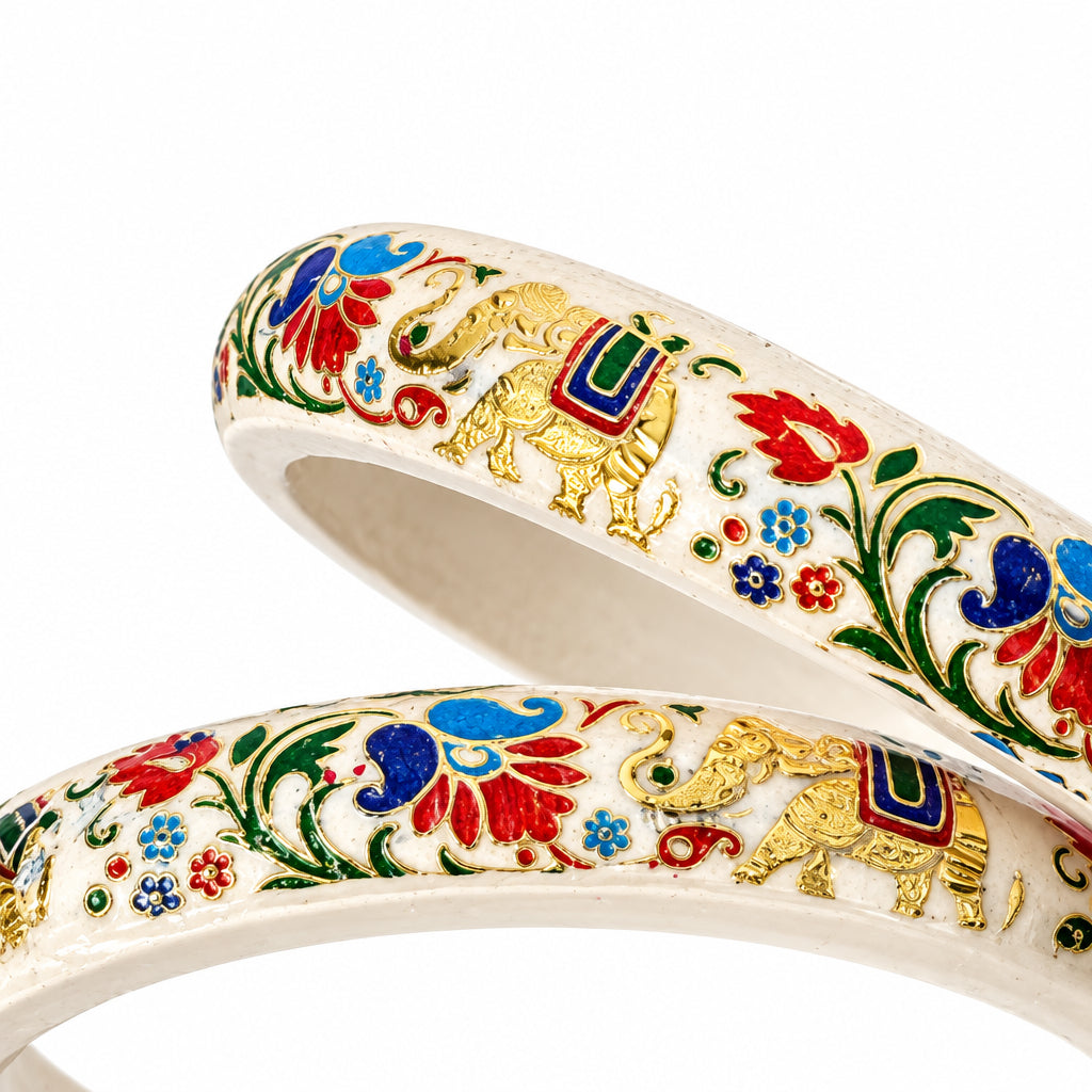 Ivory Floral Meenakari Bangle