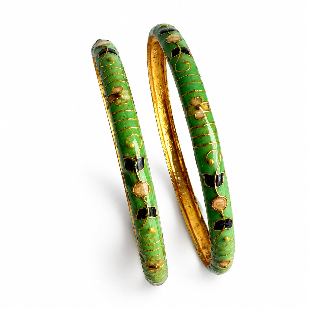 Mint Bloom Meenakari Bangle Set