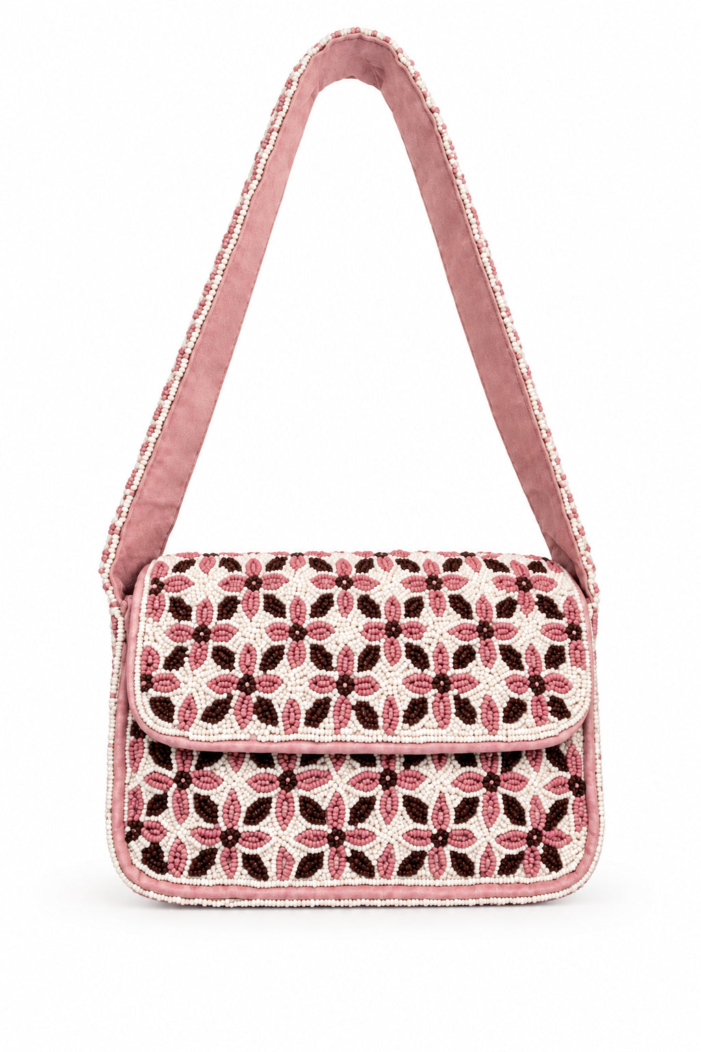 THE BAG THAT MAKES AN ENTRANCE

Why carry an ordinary bag when you can carry something that feels like wearable art?

This intricately beaded shoulder bag is covered front and back in rich pink, cream and deep berry beadwork, creating a beautifully tactile statement piece. The coordinating beaded strap completes the look, while a small internal pocket keeps your essentials close.

Statement-making yet effortless, it’s the bag that transforms even the simplest outfit into a look.

Fully beaded front & back ·