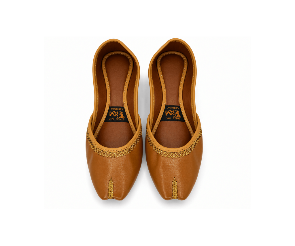 Golden Sand Embroidered Ballet Flats