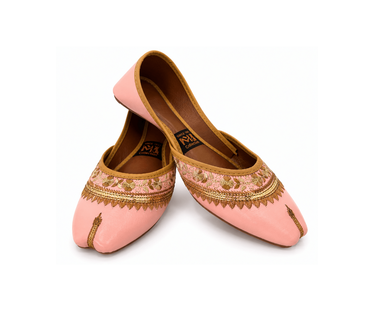 Rose Gold Embroidered Ballet Flats