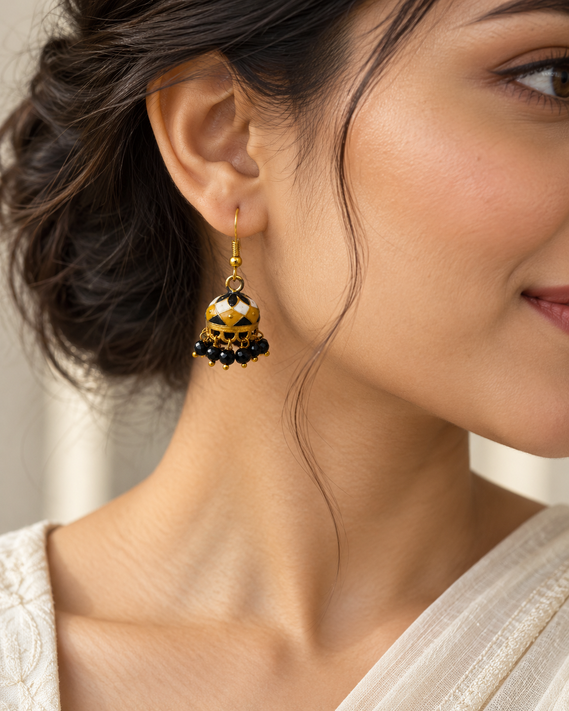 Saffron Noir Mini Jhumki