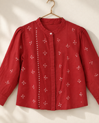 Crimson Bandhani Top