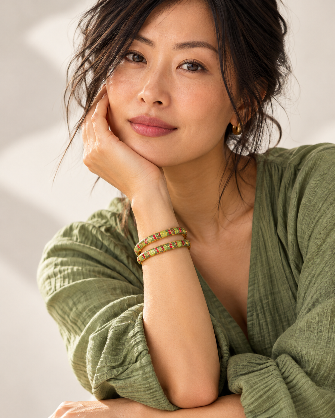 Sage Bloom Meenakari Bangle Set