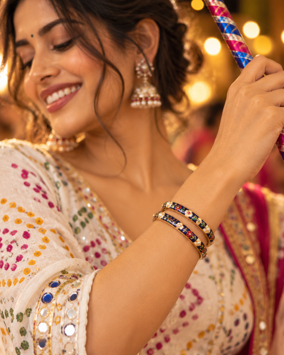 Midnight Bloom Meenakari Bangle Set
