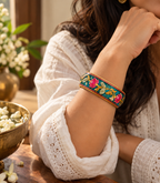Teal Lotus Floral Bangle