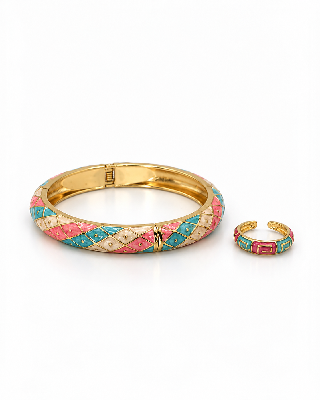 Pastel Pop Hinged Bangle & Ring Set