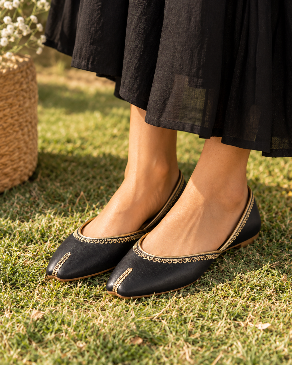 Inktone Embroidered Ballet Flats