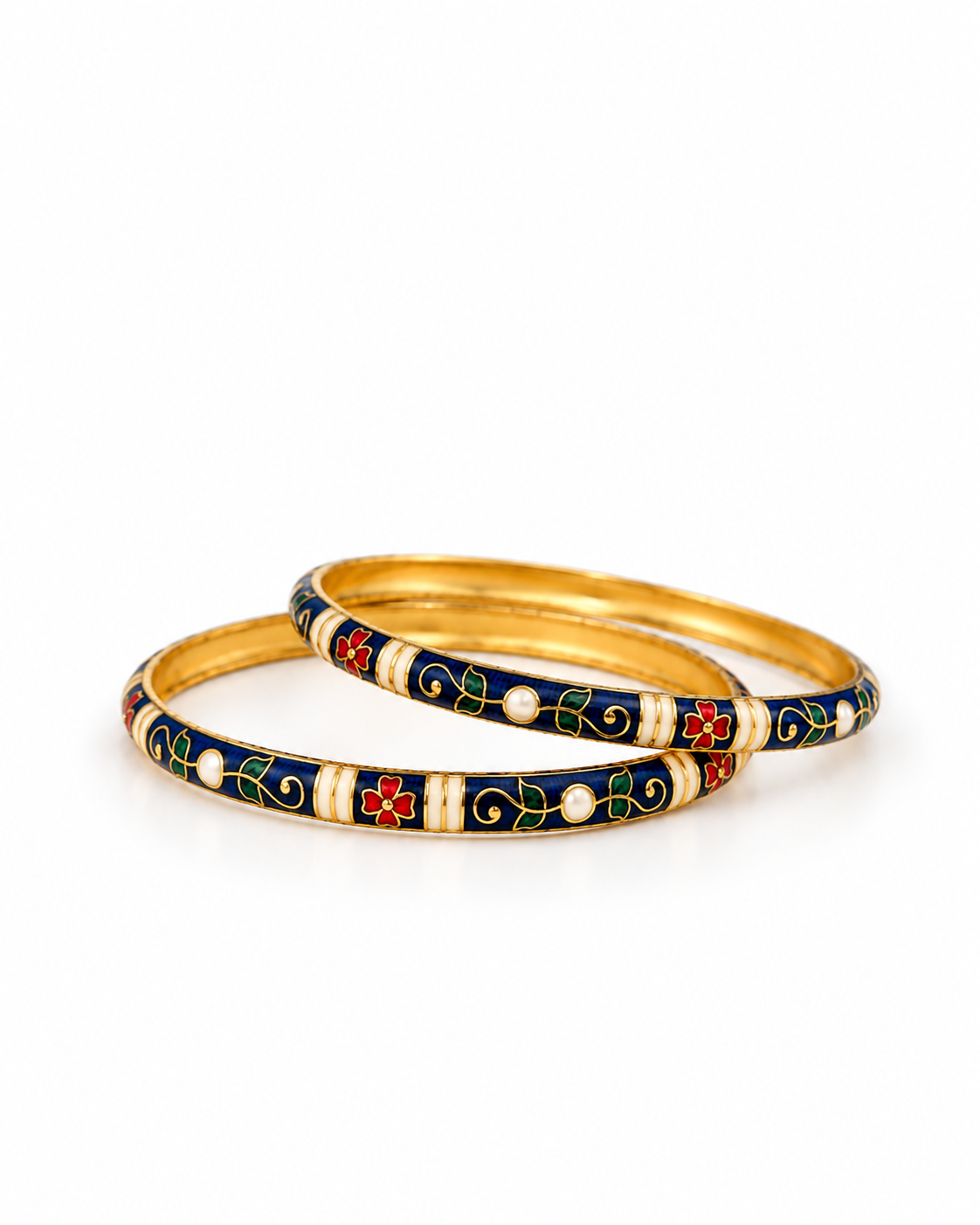 Midnight Bloom Meenakari Bangle Set