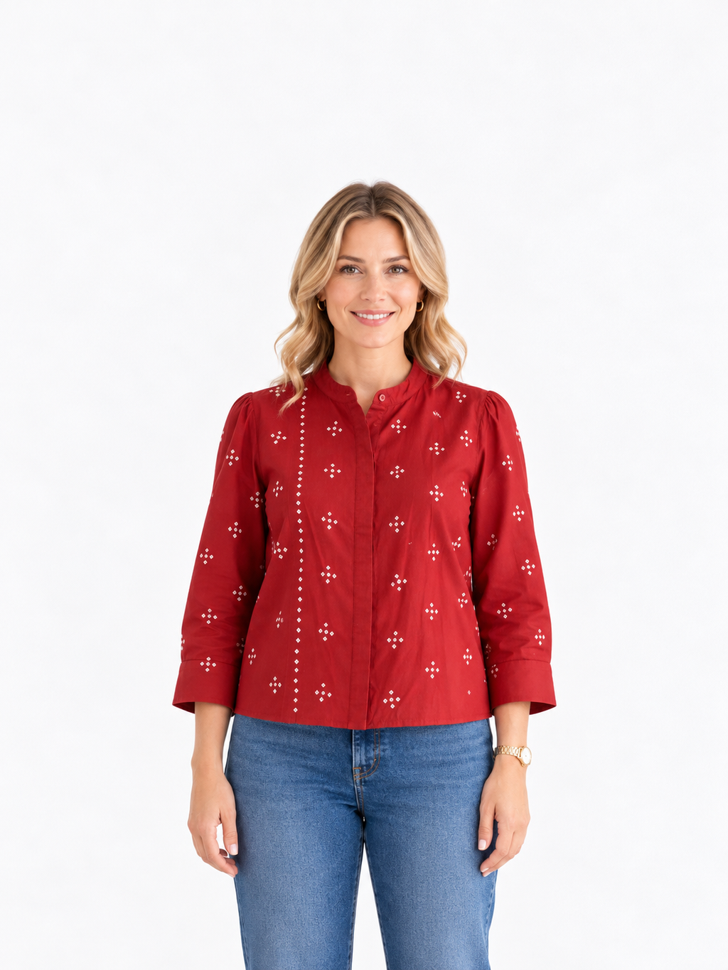 Crimson Bandhani Top