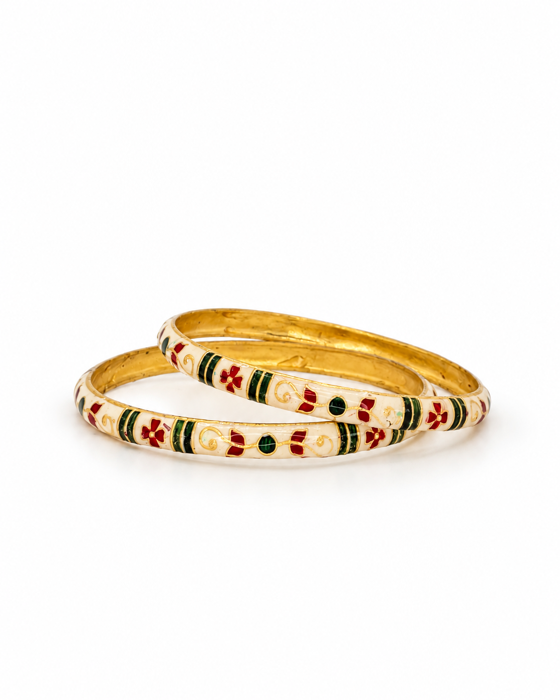 Ivory Bloom Meenakari Bangle Set